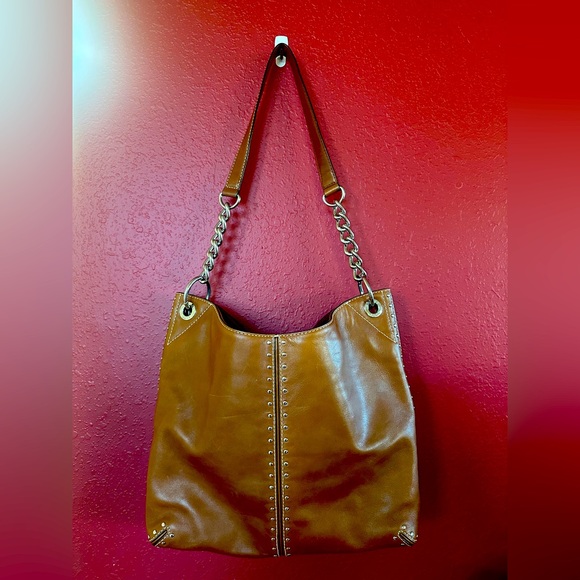 MICHAEL KORS STUDDED LEATHER TWO WAY BAG - Picture 1 of 7